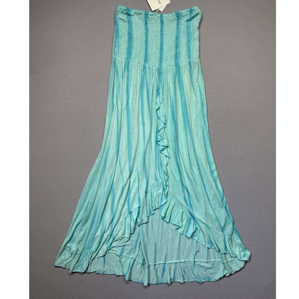 Raviya Juniors' Tiered Tie-Dyed Cover-up Maxi Dress Turquoise Large $38